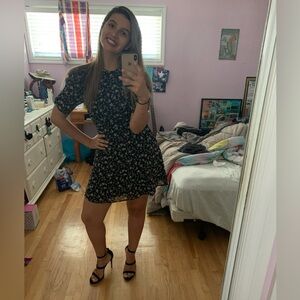 re:named Black Floral Dress